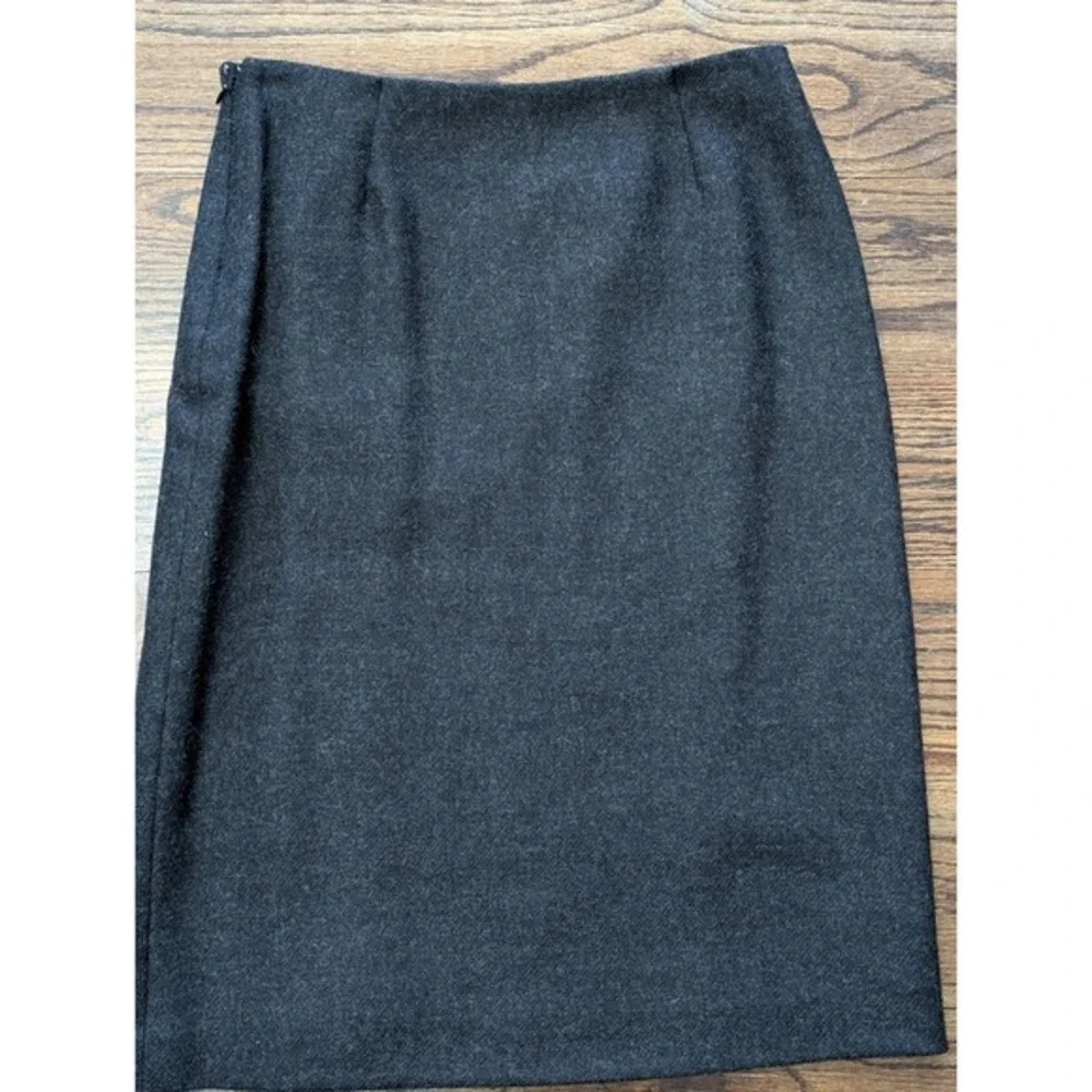 KORS Michael Kors Bergdorf Goodman Gray Wool Skirt Sz 6 Made Italy Buckles Metal